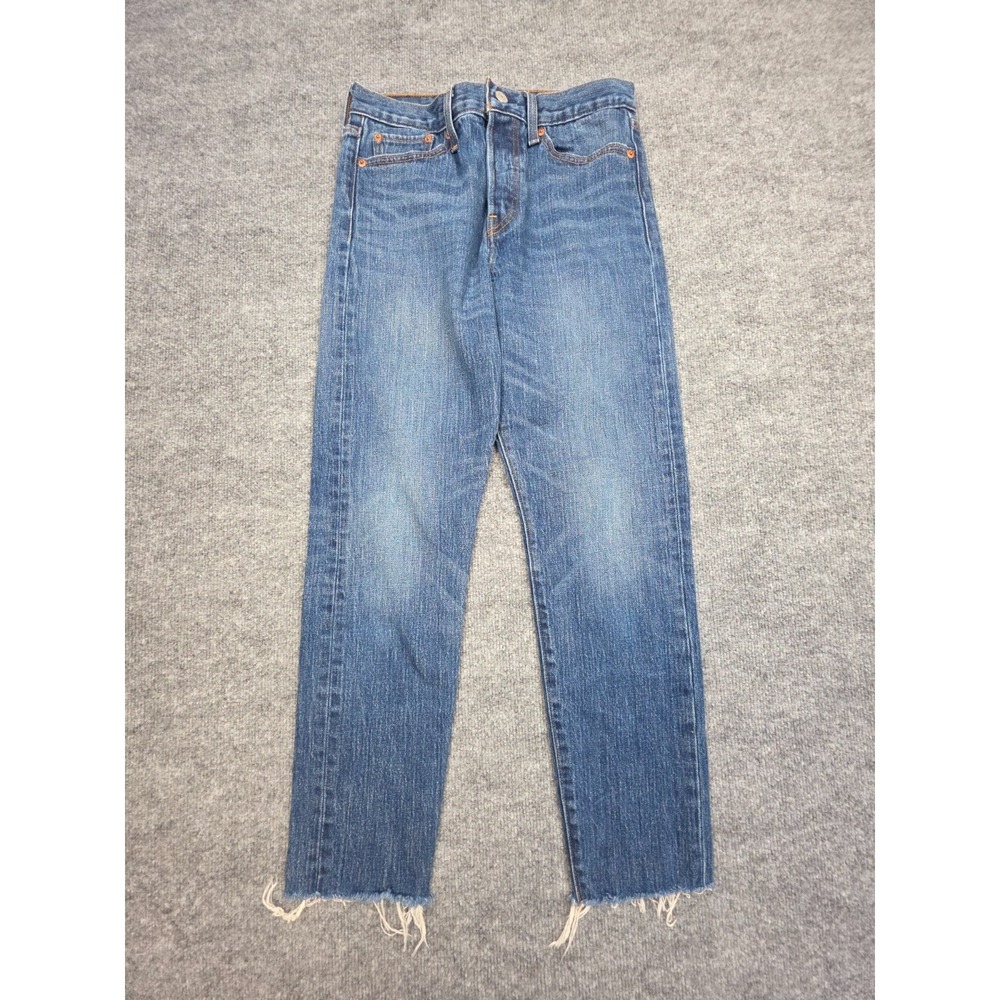 Levi's 501 White Oak Cone Denim Jeans Women's 28 Blue Frayed Hem Skinny